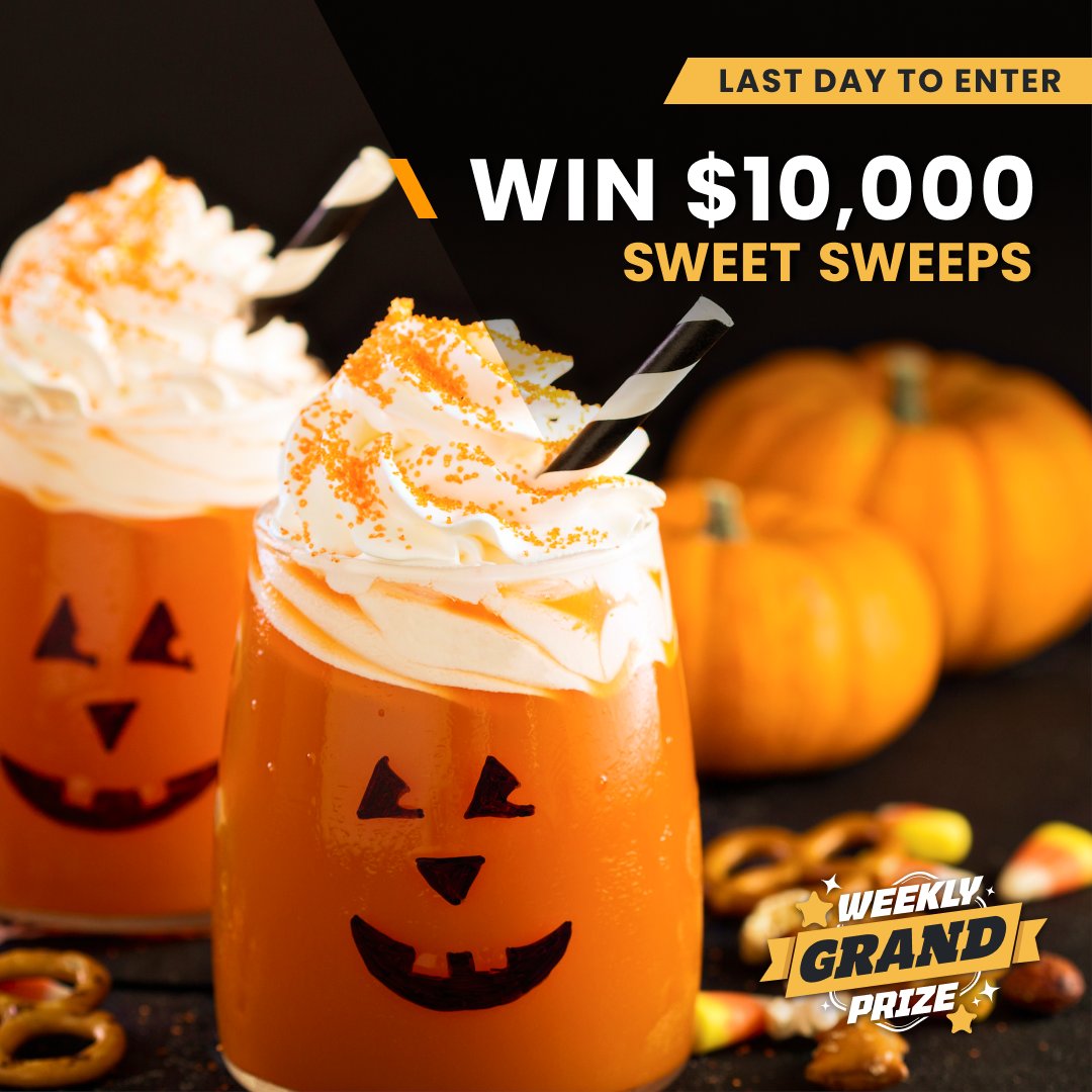 Want us to (Pumpkin) spice up your Halloween season with an incredible $10,000 Sweet Sweeps win? Claim today’s final entries to win here (hurry - only hours left!):  bit.ly/3tJn5yv