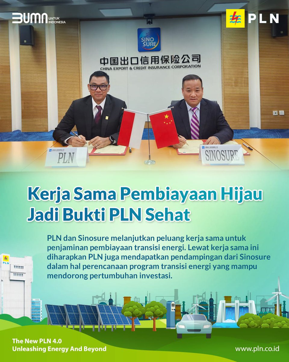 Supianoor19's tweet photo. Penandatanganan MoU PLN dengan salah satu lembaga pembiayaan dan penjaminan investasi asal China, Sinosure
#PLNuntukIndonesia
#PerusahaanListrikNegara 
#DIRUTPLN
#BUMN
#erickthohir

Talk Saxy Doona Senin Afifah SHINee Underrated Chen Ningning https://t.co/7Nx4V9EzXy