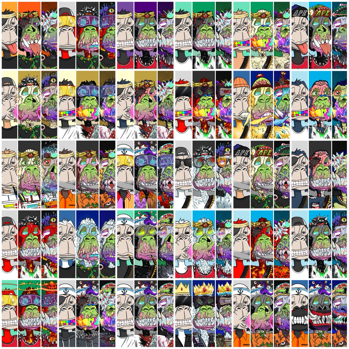 thewolfcnft's tweet image. #MutationMonday @Ape_NationNFT Sets of 3! #WEAREAPENATION