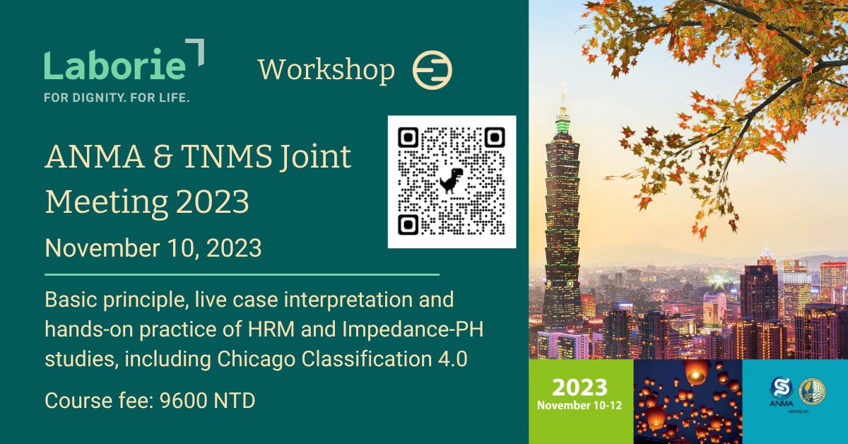 Join us in Taipei, Taiwan on Nov 10th for a full day of Upper GI workshops at the ANMA & TNMS Joint Meeting 2023! Register now by scanning the QR code in the image. Don't miss out! 🇹🇼📚 #ForDifnityForLife #Gastroenterology #GIWorkshops #TaipeiEvent #ANMA #TNMS #Laborie