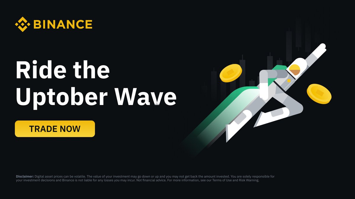 Is it Uptober?

Catch the wave on #Binance!

Trade $50 of #Bitcoin or your other favourite coins on spot to win a share of 5,000 $USDT in token vouchers.

Start here ➡️ binance.com/en/support/ann…