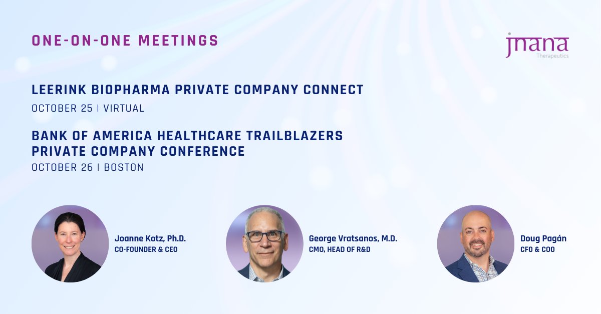 This week, members of our leadership team will be participating in 1:1 meetings at Leerink Partners Biopharma Private Company Connect and the Bank of America Healthcare Trailblazers Private Company Conference. #biotechnology #biopharma