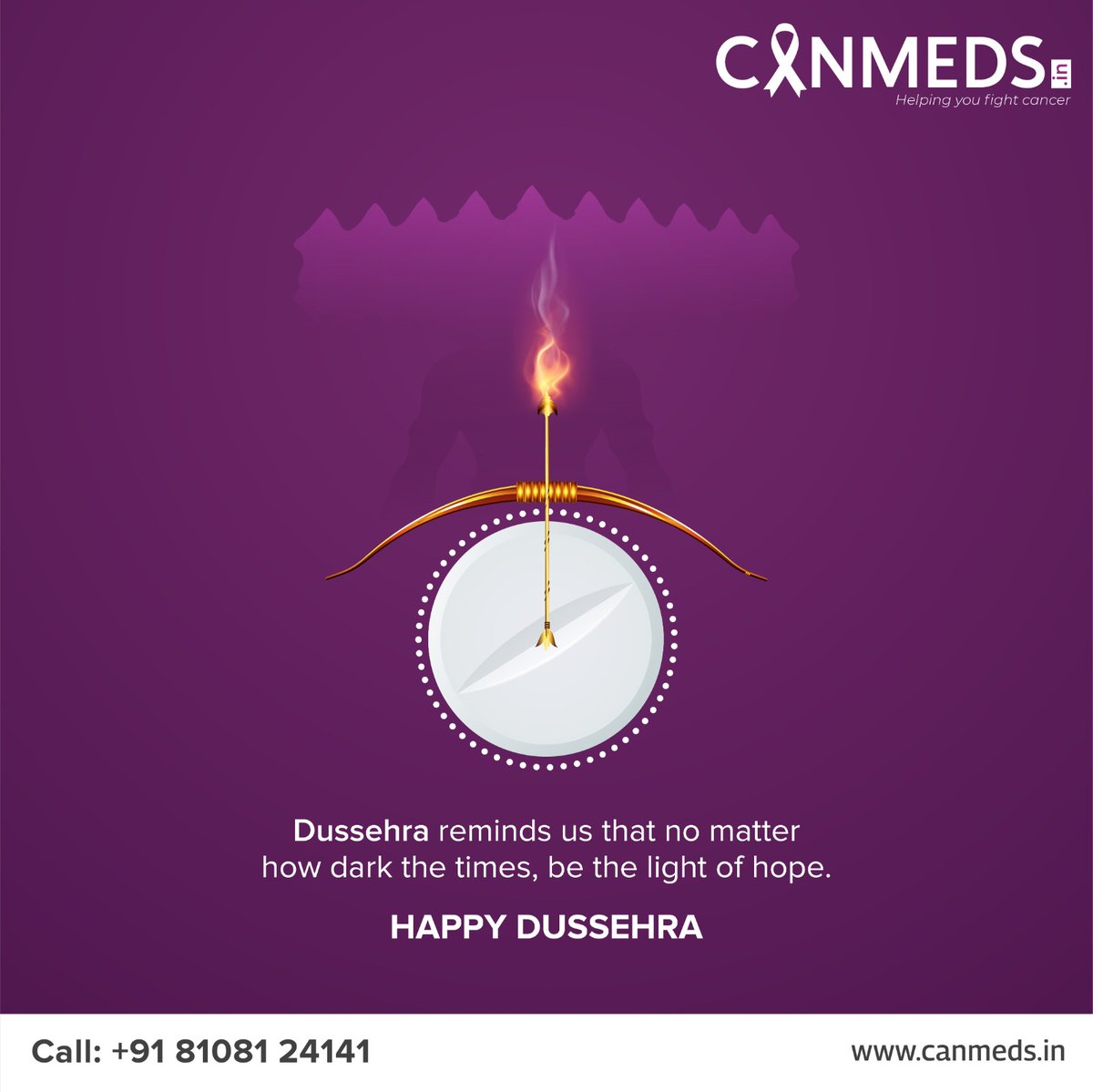 May Dussehra's message of triumph over darkness fill your heart with hope. In the face of challenges, be the beacon of light, leading the way to health and happiness. Happy Dussehra!

#Canmeds #HappyDussehra #DussehraFestival