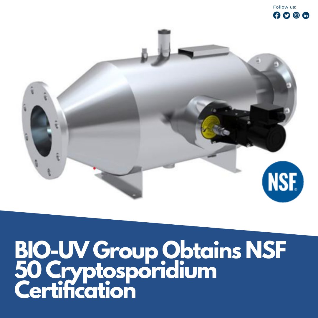 PoolProMag's tweet photo. BIO-UV Group and its Scottish subsidiary Triogen have obtained NSF 50 Cryptosporidium certification for their Triogen UV CF range.
Read More: https://t.co/ZxM9pdkqCz
@BIO_UV_Group
#poolpromag #NSF50Certification #BIOUVGroup #TriogenUV https://t.co/ybobxHiVBm