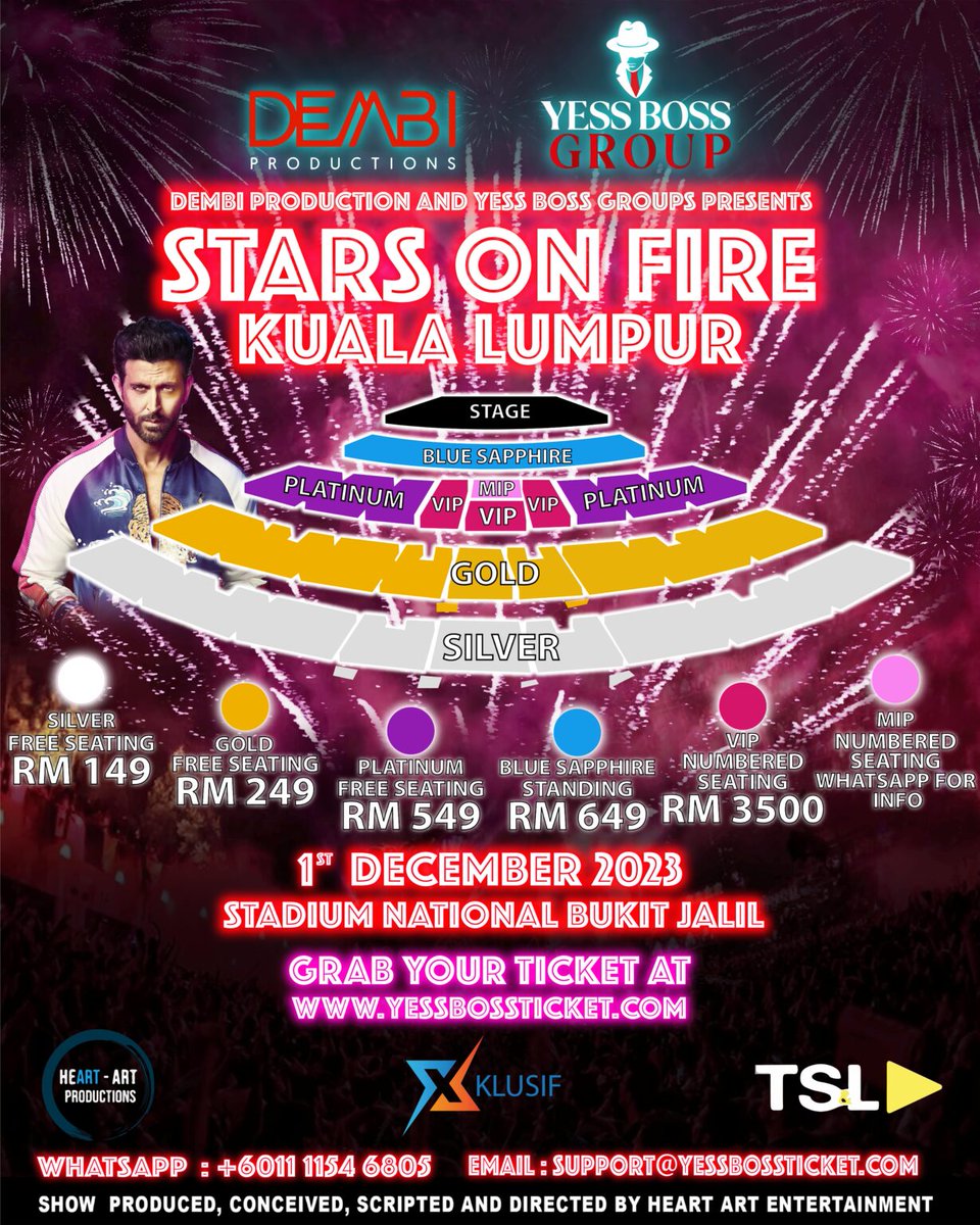 msiakpopfans's tweet photo. [EVENT] Stars on Fire Tour Kuala Lumpur
📆: 1st December 2023 (Friday)
🕕: 6PM
🏟️: Stadium Nasional Bukit Jalil
⭐: @iHrithik, @Vaaniofficial, @pddancing 
🎟️: https://t.co/HggmhGxXW8

#HrithikRoshan #VaaniKapoor #PrabhuDheva #StarsonFireTour #KualaLumpur #Malaysia #HrithikRoshaninMY #HrithikRoshaninKL #StarsonFireTourKL