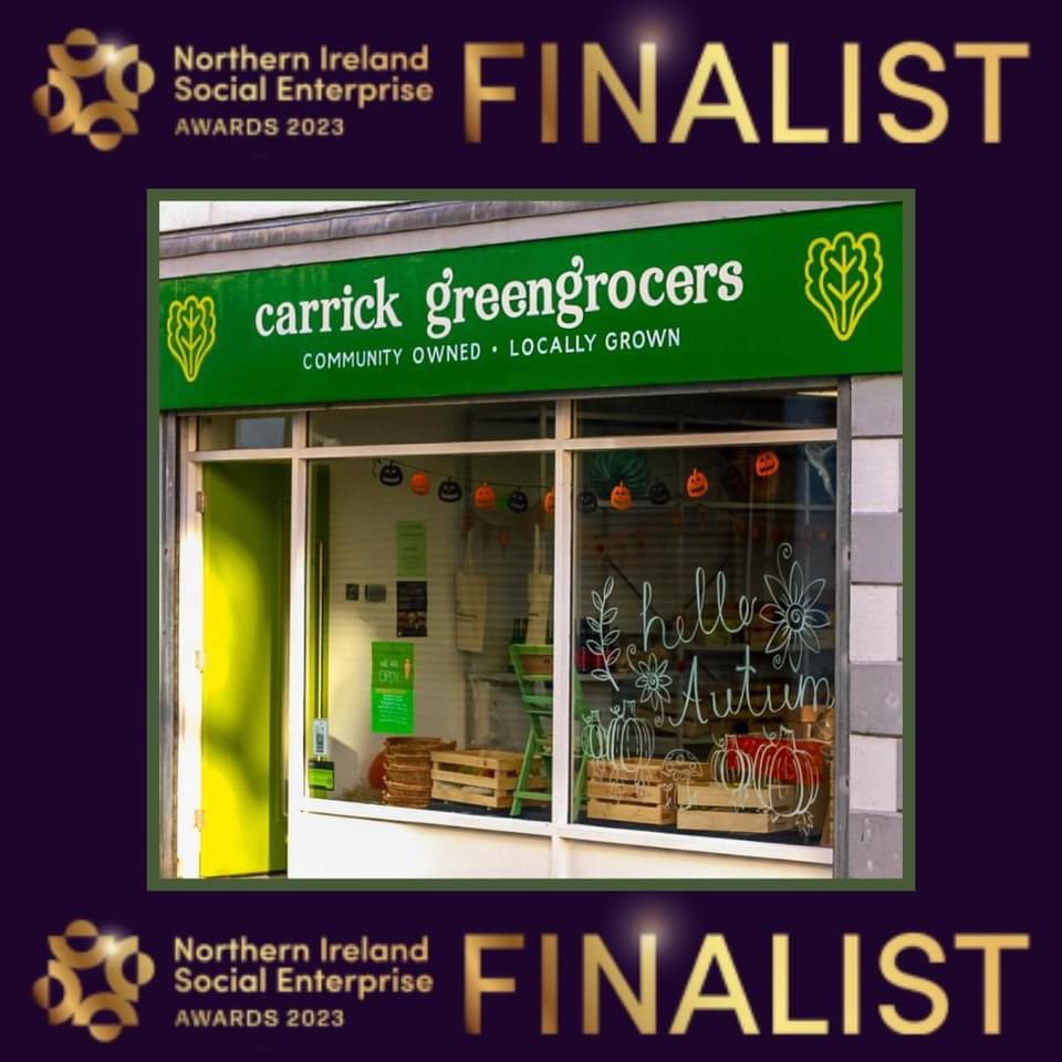 We’re delighted to be a finalist in the upcoming @socentni Awards for Outstanding Team - Volunteers Category! 🤩

Less than 2 years ago a group of 9 people from Carrick met to discuss the possibility of opening a community owned greengrocers.