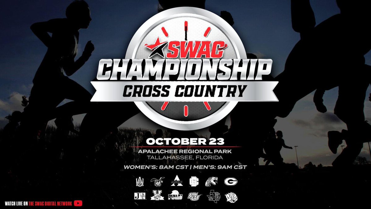 2023 SWAC Cross Country Championships Monday, October 23 📍: Tallahassee, Fla. | Apalachee Regional Park ⌚️: Women: 8 a.m. (CT) | Men: 9 a.m. (CT) 📺: youtube.com/@swacsports192…