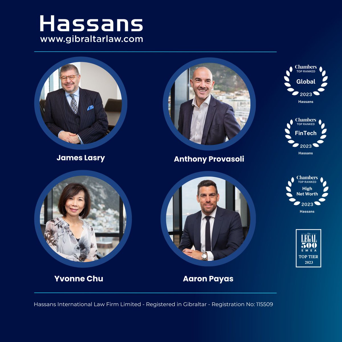 Congratulations to James Lasry appointed as the new Head of Financial Services at Hassans, with <a href="/AJProvasoli/">Anthony</a> as Deputy Head, supported by Yvonne S.T. Chu and <a href="/aaronpayas/">AaronPYS.eth ⭕️ BAYC #3338 🍌</a>  Payas, CFA who will lead the firm's insurance and funds practices respectively. tinyurl.com/4a33b2b4