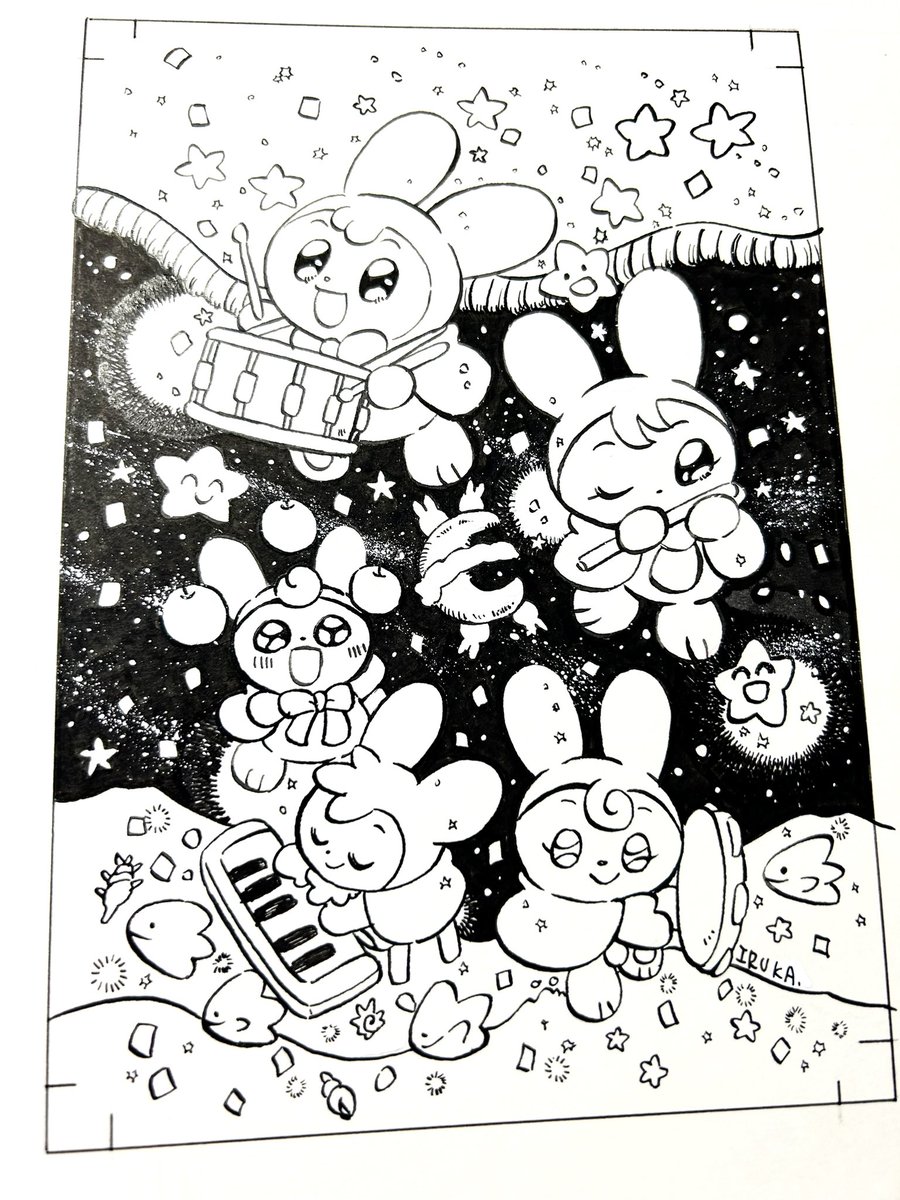 Finished line art!!! Bunnies at Moon theater!!