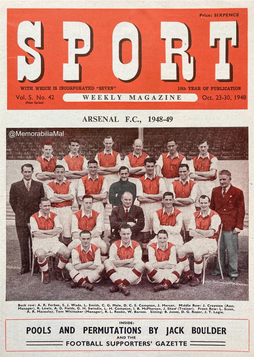75yrs ago today… Arsenal #AFC Sport Weekly Magazine OTD 23/10/48