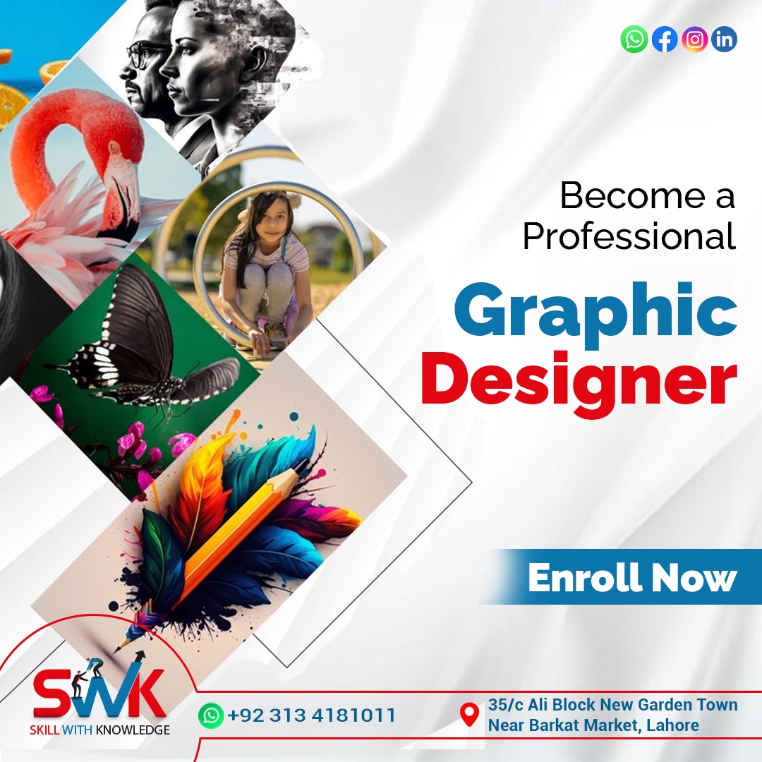 Turn your passion for design into a profession. Enroll now and become a professional graphic designer. 🖌️💼
WhatsApp: 0313 8141011
#GraphicDesign #CareerGoals #joinswk #swkinstitute #swk #ProfessionalDesigner #GraphicDesignCourse #EnrollNow #DesignSkills #CreativeDesign