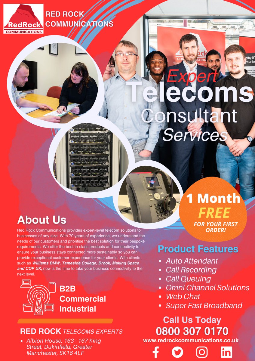 RedRockCommunications (@redrockcomms) on Twitter photo Unlock the full potential of your network and phone systems with our expert-level telecommunication consultation services today.
Take the first step toward a more efficient communication setup for your business.
📞 0800 307 0170
📧 sales@redrockcommunications.co.uk
#Redrock Unlock the full potential of your network and phone systems with our expert-level telecommunication consultation services today.
Take the first step toward a more efficient communication setup for your business.
📞 0800 307 0170
📧 sales@redrockcommunications.co.uk
#Redrock
