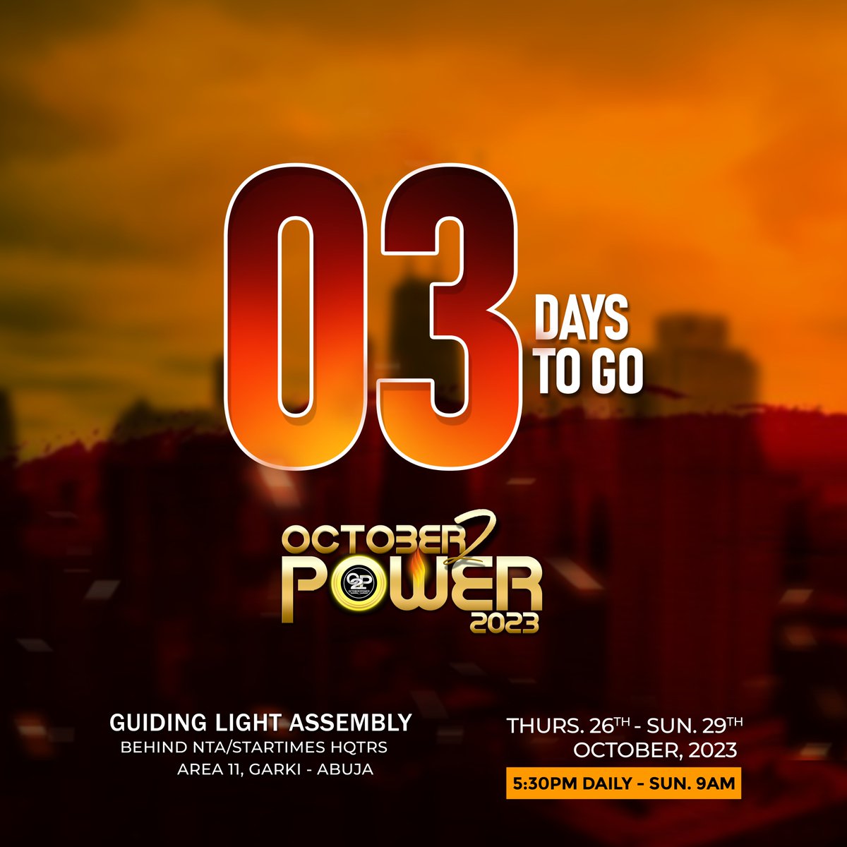 glaabuja's tweet photo. Counting down to a divine encounter.
It's your season of Fruitfulness
3 Days to go
Don't miss Out !!!
#glabuja #guidinglightassembly #OctoberToPower #Fruitfulness #encounter #experienceJesus #worship #praise https://t.co/QQ6Fdf5nqN