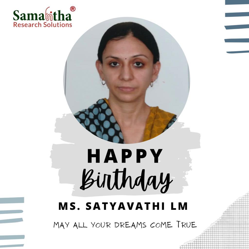 Heartfelt wishes to Ms. Sathyavathi L M on her birthday!
Team Samahitha wishes you happiness and prosperity on this occasion and in the years to come. #birthdaywishes #Birthdaycelebration #ourteam #ourstrength #Heartfeltwishes #Samahitharesearchsolutions #Clinicalresearch