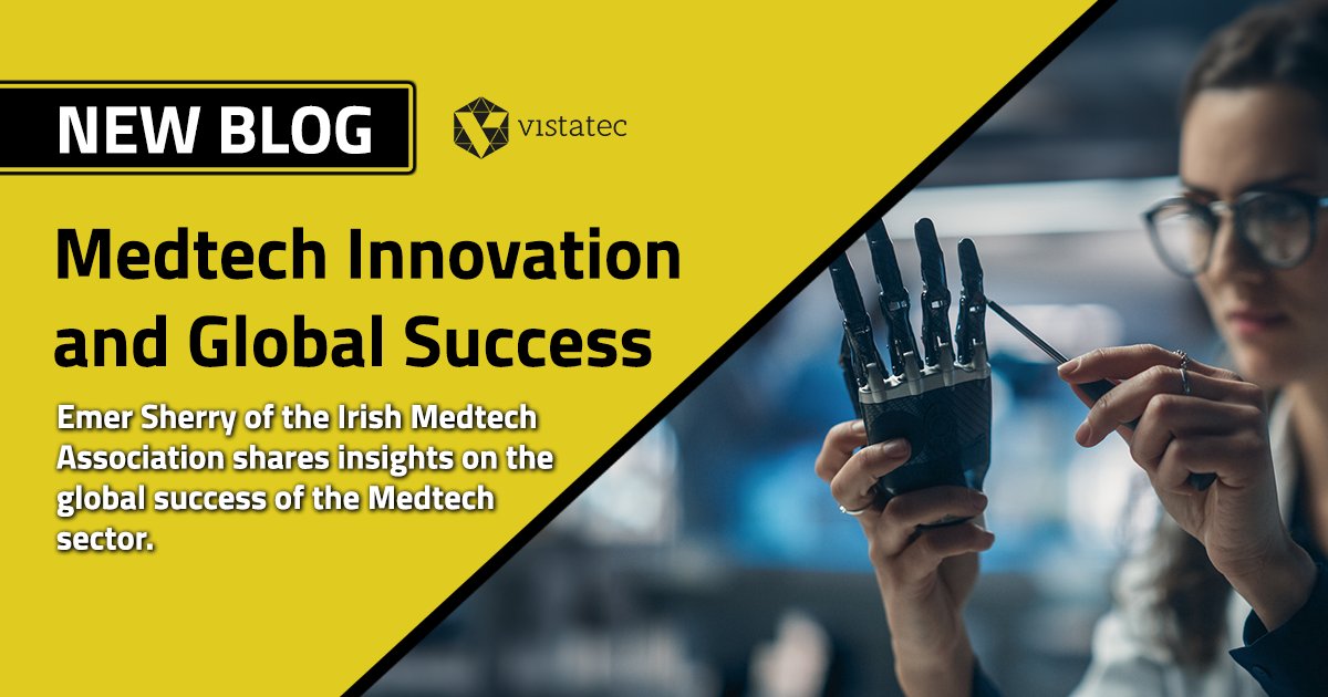 VistatecGlobal's tweet image. In the latest VistaTalks episode, Emer Sherry of the Irish Medtech Association, Ibec, shares valuable insights on the global success of the Medtech sector. Read the article here. vistatec.com/medtech-innova…  #medtech #regulatoryframework #success