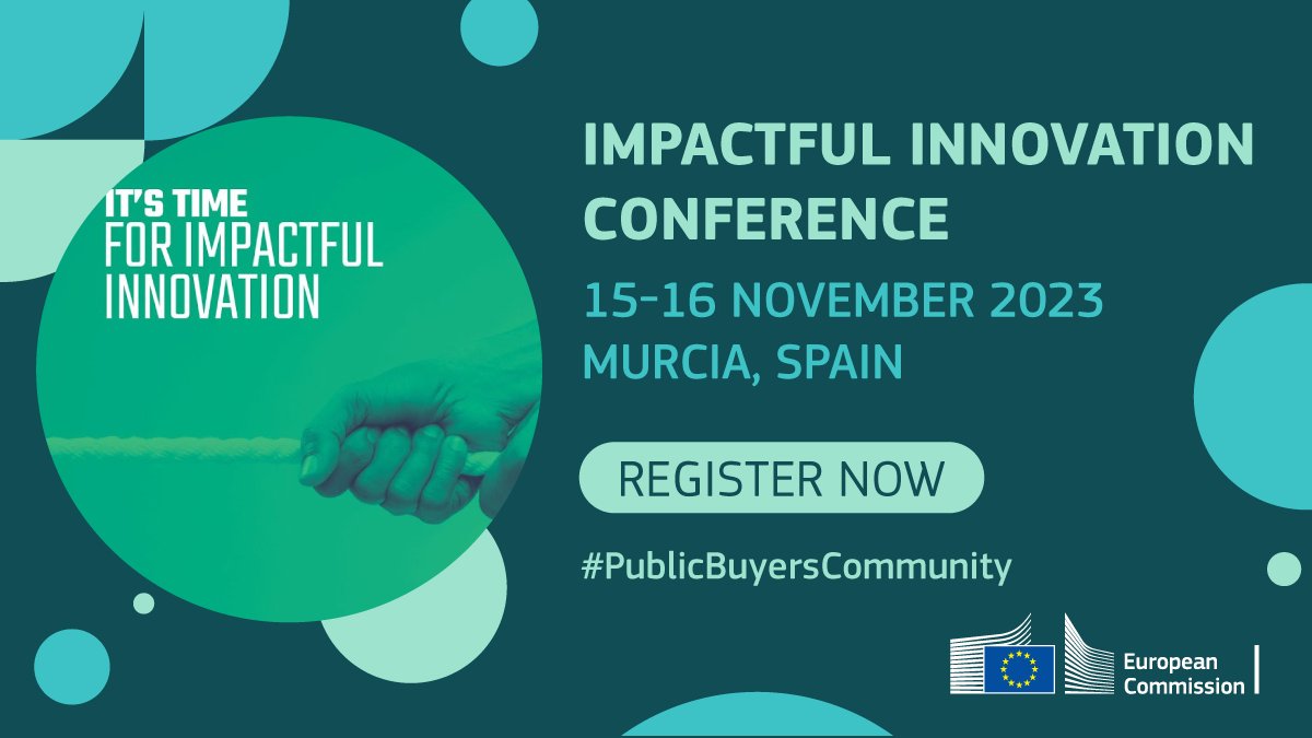 🗓️15&16 November |📍 Murcia 🇪🇸

🚀Get ready to transform missed opportunities into lasting impact.

🤝Join us at the Impactful Innovation Conference, dedicated to ensuring the successful integration of innovations.

📝Register here👉europa.eu/!rVNvvq

#PublicBuyersCommunity