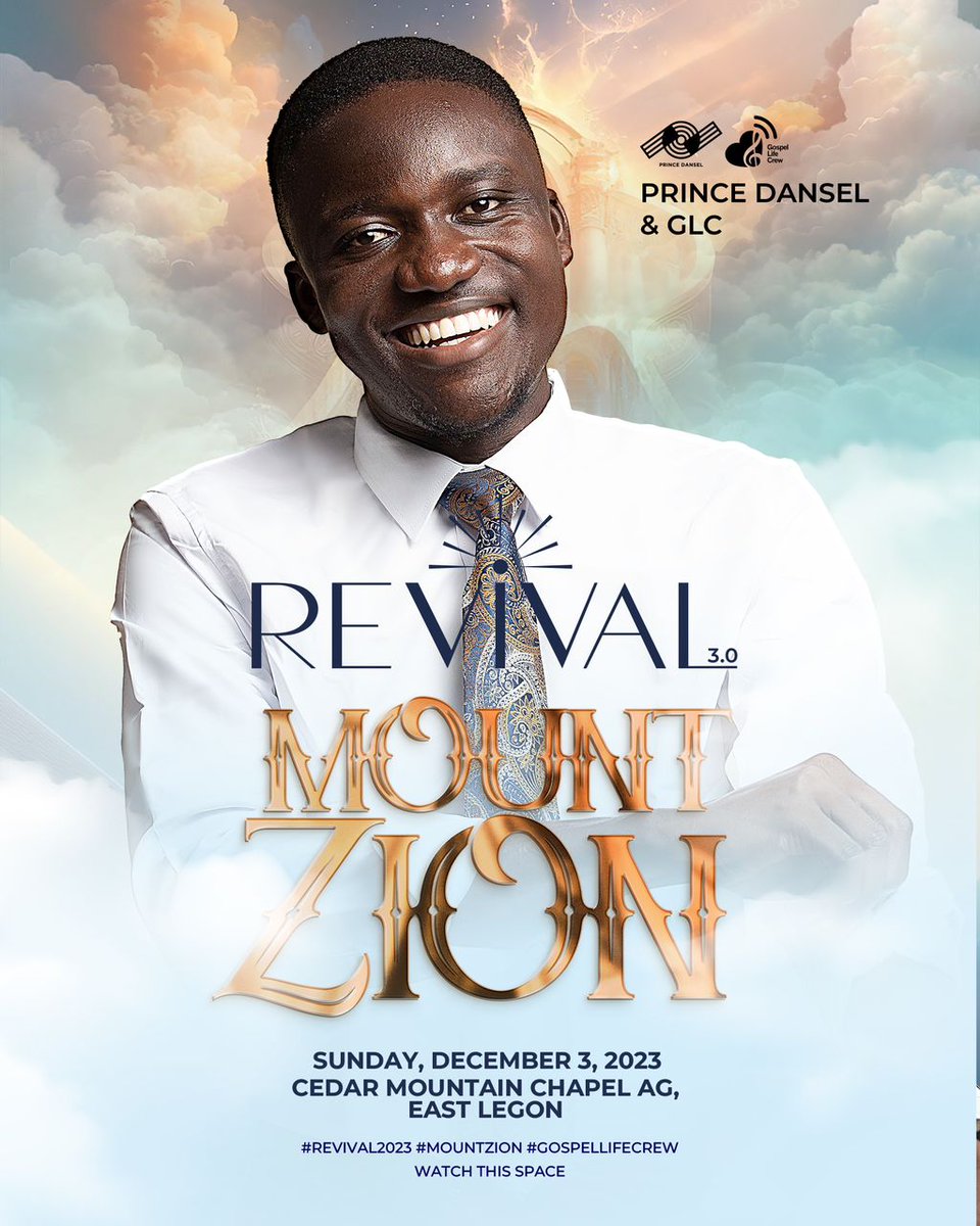 ⏰ The Countdown to Revival 3.0 Begins ⏰🔥🔥🔥

🙏 Join us for an unforgettable spiritual journey to _Mount Zion_ 🙇🏽‍♂️
Get ready for a divine encounter like never before. 🙌

🗓️ Save the date: December 3rd, 2023. 
Let's embark on this powerful journey together! 🥳✨
#Revival2023