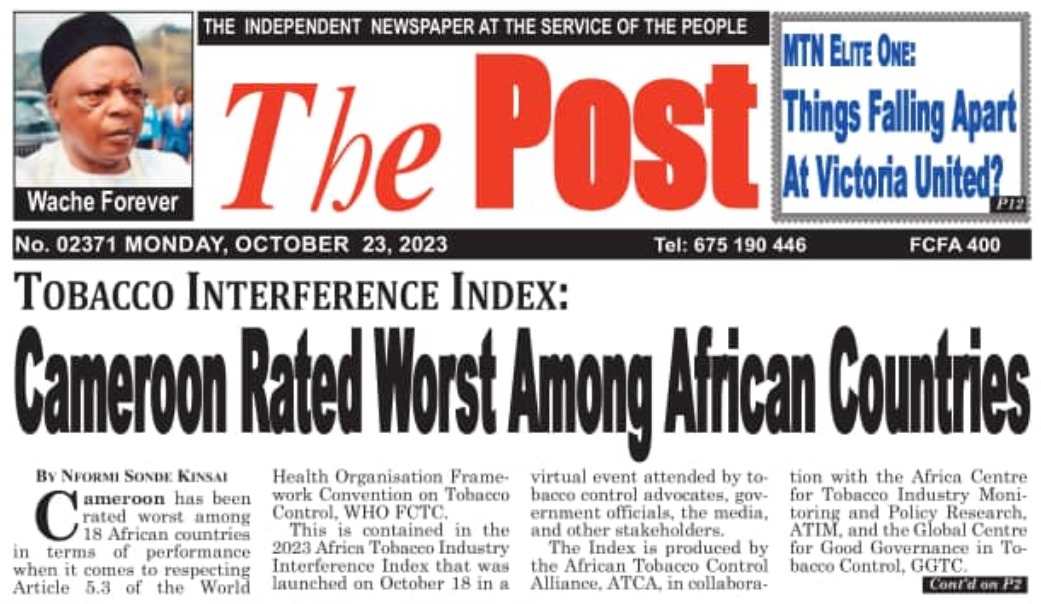 According to The Post newspaper, CMR has been rated worst among African countries for the Tobacco Interference Index. This is a call for concern as tobacco is a trigger of #NCDs. As of now in CMR 43% of deaths are caused by NCDs, we need to invest to protect the population.