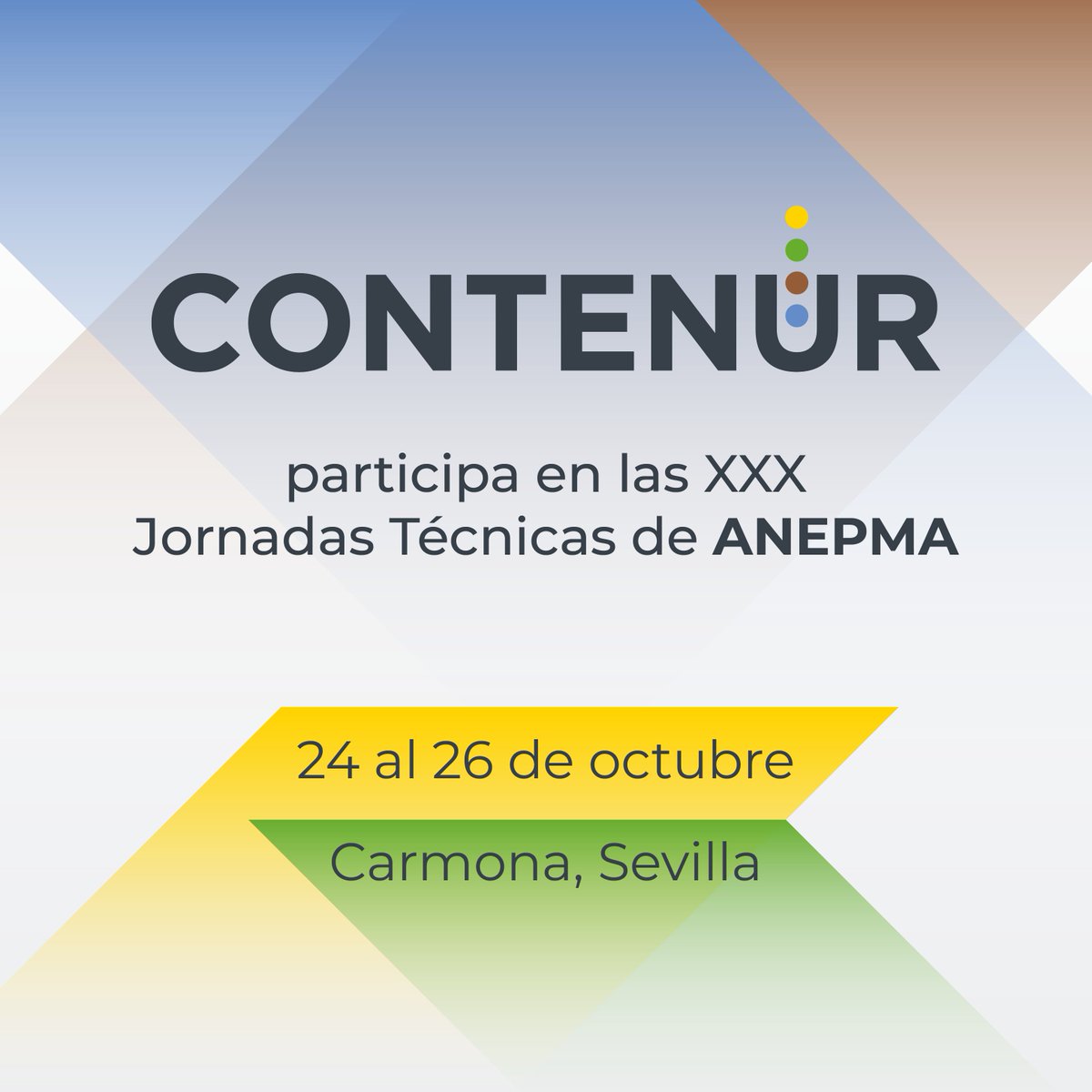 CONTENURes's tweet image. 📆 ¡Un mes lleno de eventos! #CONTENUR participará en las XXX Jornadas Técnicas de @JornadasAnepma que se celebrarán del 24 al 26 de octubre en la ciudad sevillana de Carmona. Podéis encontrar más información aquí: jornadasanepma.com/programa/

#anepma #residuosurbanos #reciclaje