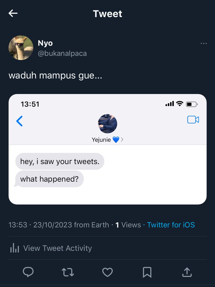Iittlenam's tweet photo. #옞놔 #noye 🇮🇩 few tweets au!!

alpaca lagi berkeluh kesah karena divisinya kena complain sana-sini sampai dengar dari sesama teman kepanitiaannya juga. tapi dia sendiri lupa, pacarnya itu... ketua pelaksananya.

#dolpaca #yeno https://t.co/P6glD7MRbf