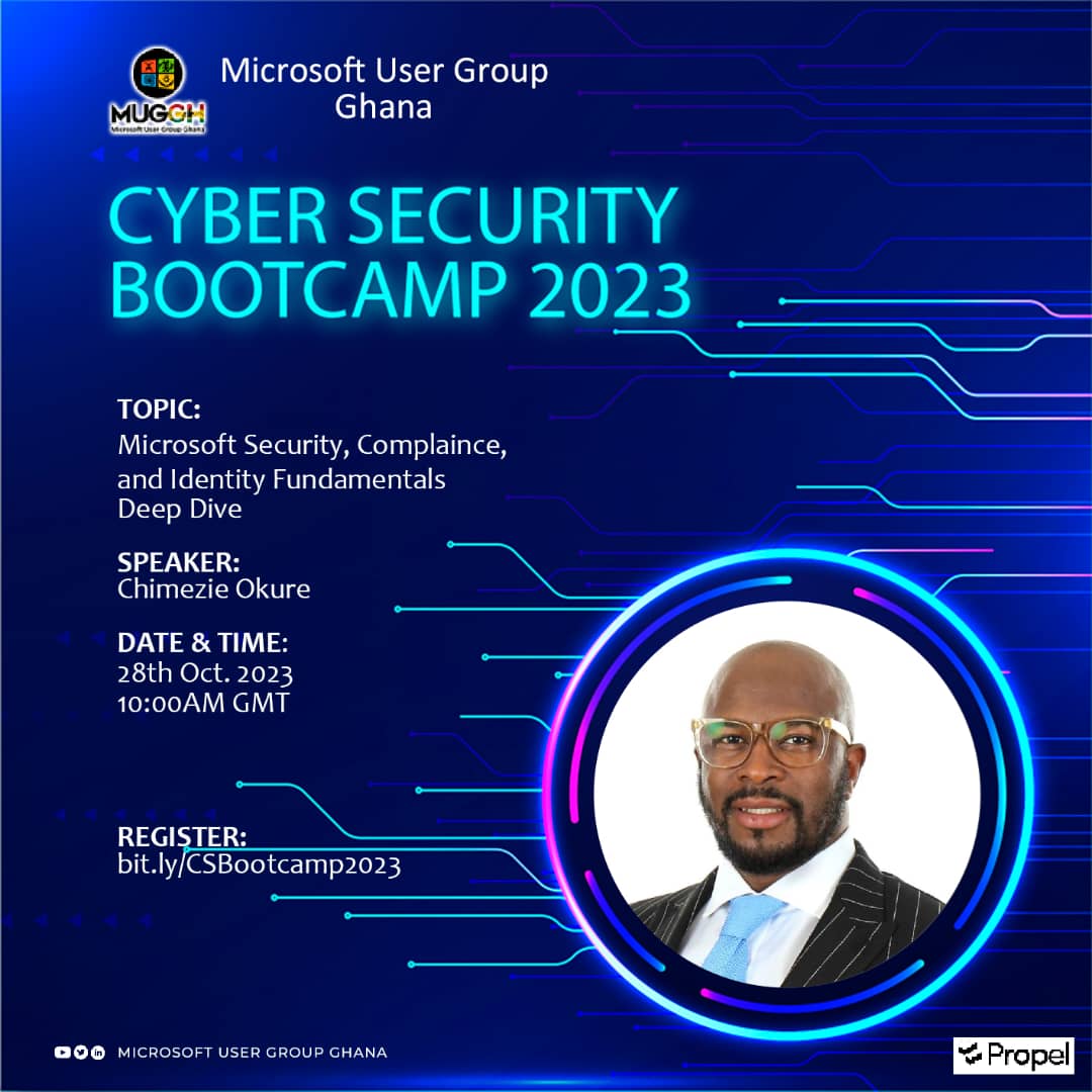 Join <a href="/ChimeD365/">Chime O | MVP | MCT</a>  as he delivers his session on Microsoft Security, Compliance and Identify Fundamentals Deep Dive. 

<a href="/abu_conde/">Abou Conde, MVP</a> <a href="/Josh_Minnah/">Joshua Minnah</a> @microsoft #CyberSecurity