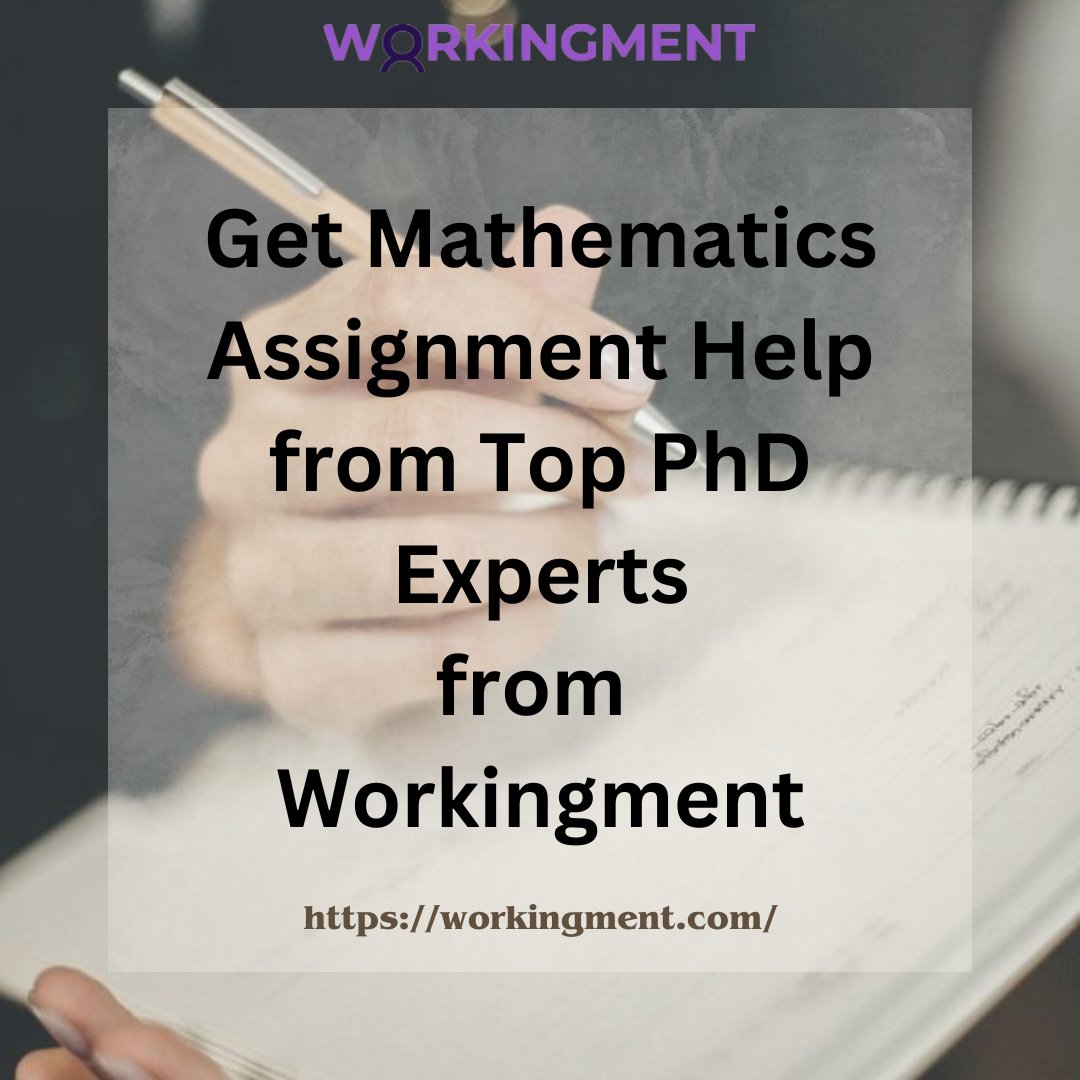 WorkingMent's tweet image. Unlock the potential of mathematics with expert guidance. Get top-notch Mathematics Assignment Help from Ph.D. scholars at Workingment
Visit- workingment.com/get-mathematic…

#MathematicsAssignmentHelp #PhDExperts #AcademicExcellence #workingment #SolveWithConfidence