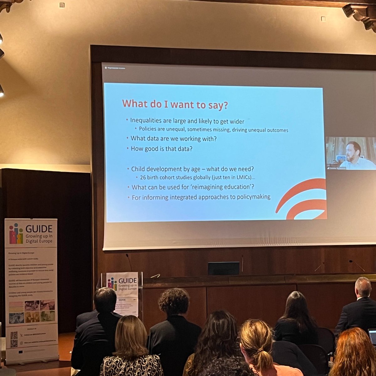 The <a href="/GuideCohort/">GUIDE</a> conference is underway! We just heard from Dominic Richardson, from @L4WB_Foundation , who discussed the pressing need to invest in longitudinal data on child #wellbeing across #Europe