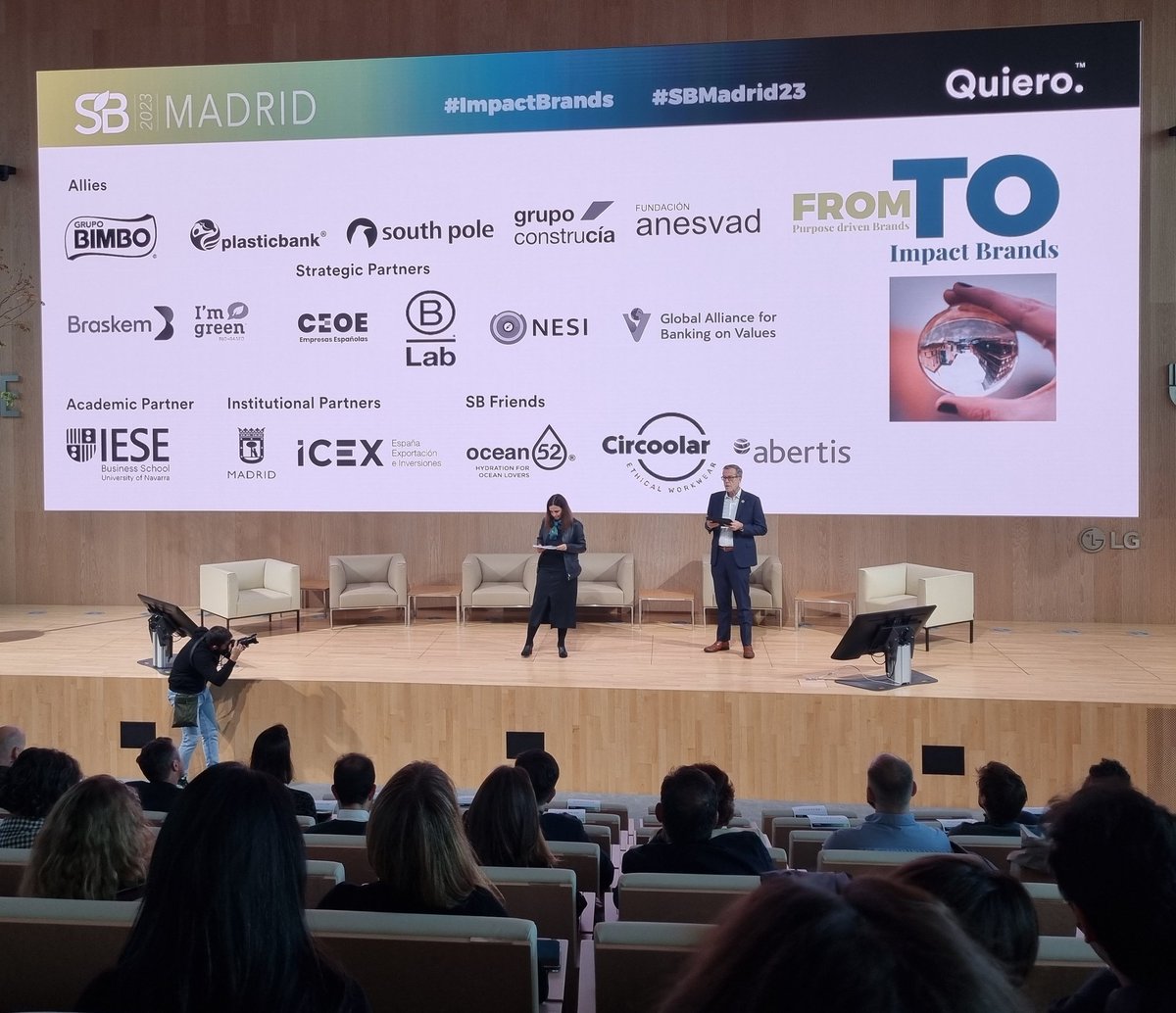 Kicking off the week at Sustainable Brands Madrid 23 bought to us by @somosquiero. A fascinating and necessary 2-day conversation on how to transform from Purpose Driven Brands to Impact Brands. #ImpactBrands #SbMadrid23