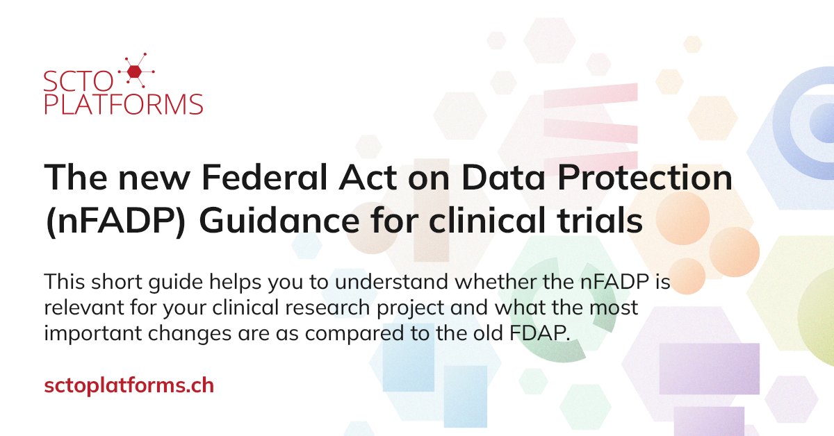 Wondering if the new Federal Act on Data Protection (nFADP) affects your clinical research project?
The SCTO’s Regulatory Affairs Platform has put together a set of guidelines with decision criteria to help determine if the nFADP applies to your project.

bit.ly/3Q8ak8n