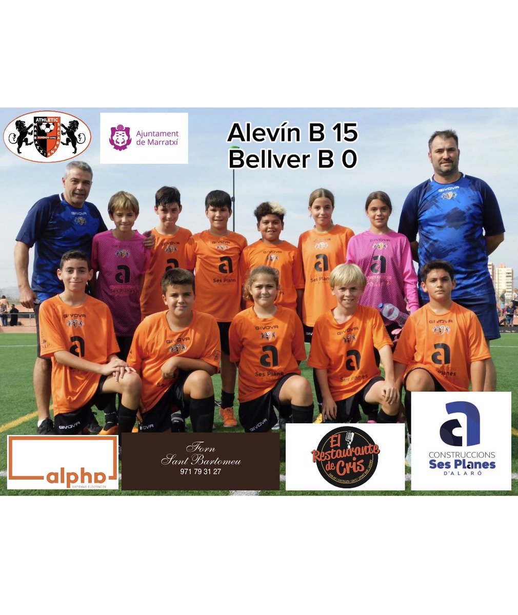 📸Alevín B 15 Bellver Palma 0. Buen partido de los nuestros en el se buscó tocar todos antes de finalizar jugada.  David⚽️⚽️⚽️⚽️, Oussama⚽️⚽️⚽️, Neus⚽️⚽️⚽️, Carlos⚽️⚽️, Paula⚽️, Dylan⚽️, Adrián⚽️. @construccionssesplanes @electrica_alpha @fornsantbartomeu @elbardecris @ajmarratxi