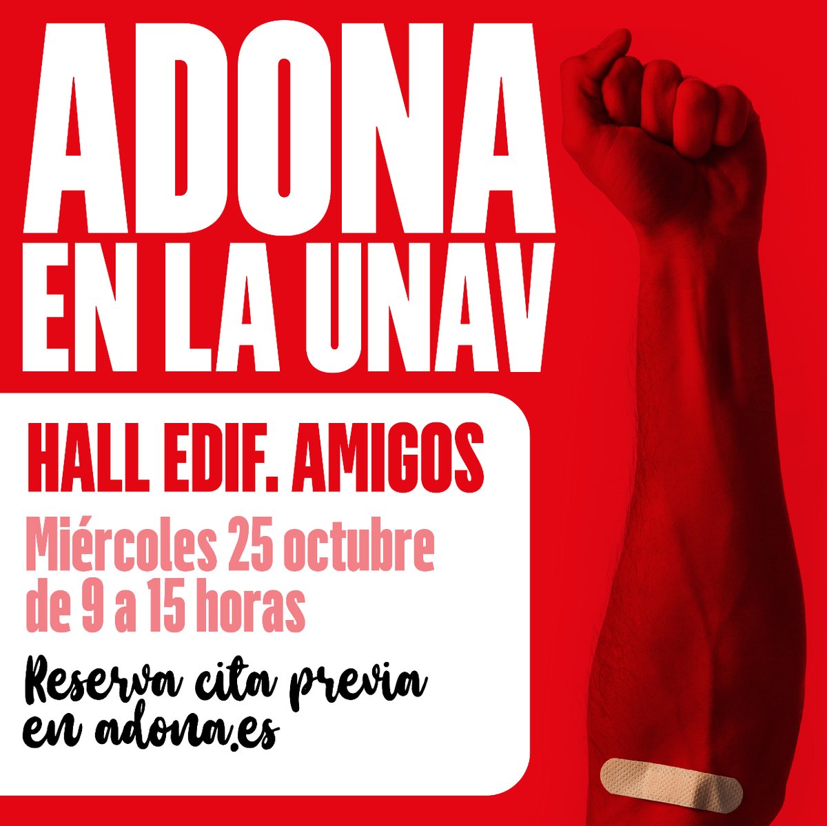 ¿Estudias o trabajas en la <a href="/unav/">Universidad de Navarra</a>? El miércoles estaremos en el Hall del Edificio Alumnos para una jornada especial de donación. Súmate y reserva cita en adona.es para disfrutar de un maravilloso #díadedonarsangre #emanodolaeguna