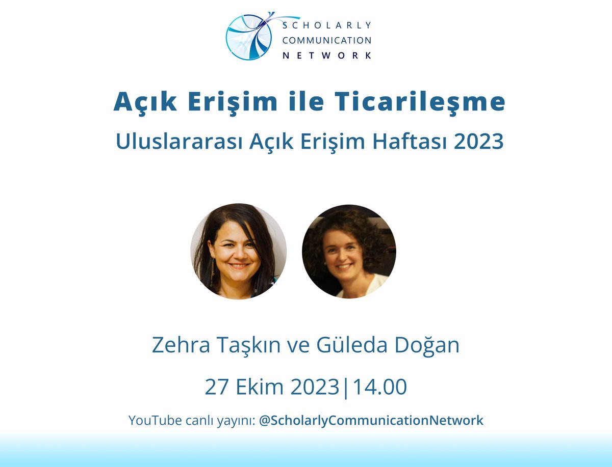 Join us in commemorating International Open Access Week with a seminar (Turkish) delving into the commercialization of open access. Uluslararası açık erişim haftasını kutluyor, açık erişimin ticarileşmesinden endişe duyan herkesi davet ediyoruz: youtube.com/watch?v=3X3jOK…