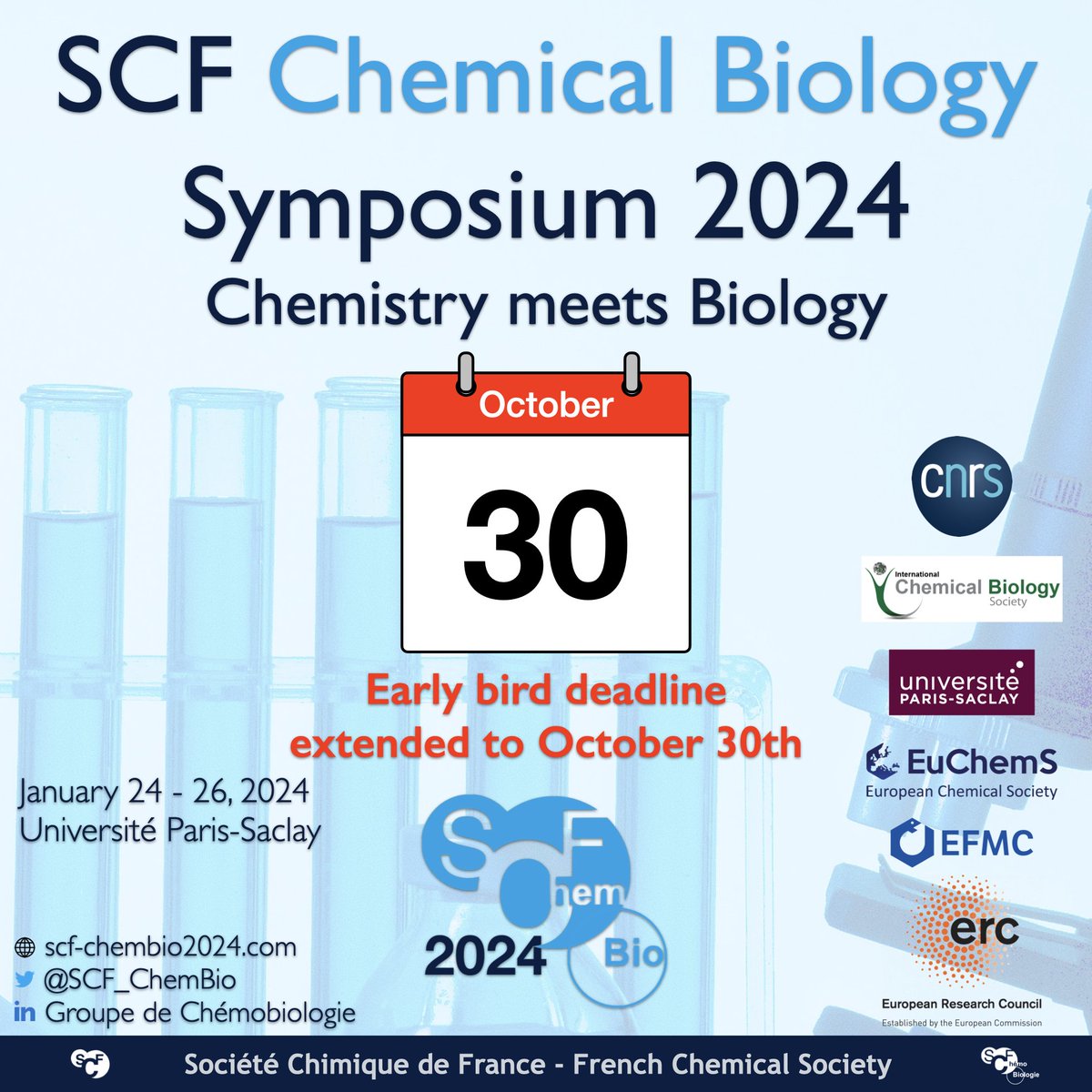 Only 7 days left for early bird registration at #ChemBio2024:

David VOCADLO
Chemical tools to investigate the roles of glycans in biology

Jennifer KOHLER
Fucosylated glycoconjugates of the gut

José Luis MASCAREÑAS 
Metal-Mediated Abiotic Reactions in Biological Environments