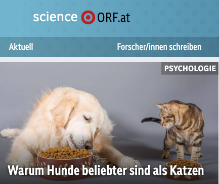 Science ORF.at berichtet über unsere Studienergebnisse zur Frage 'Liegt den Menschen überall auf der Welt weniger an ihren Katzen als an ihren Hunden?': science.orf.at/stories/322180… Link zur Publikation: frontiersin.org/articles/10.33… @PeterSandoee @VetmeduniVienna