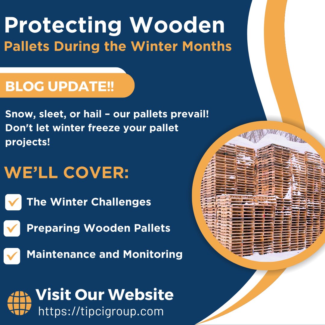 tipcigroup's tweet photo. Don't let winter weather dampen your pallet dreams! Join us and uncover the strategies to keep your wooden pallets cozy and protected. 🧊❄️ #WoodCrafting #WinterTips https://t.co/RB9zRf7TdG