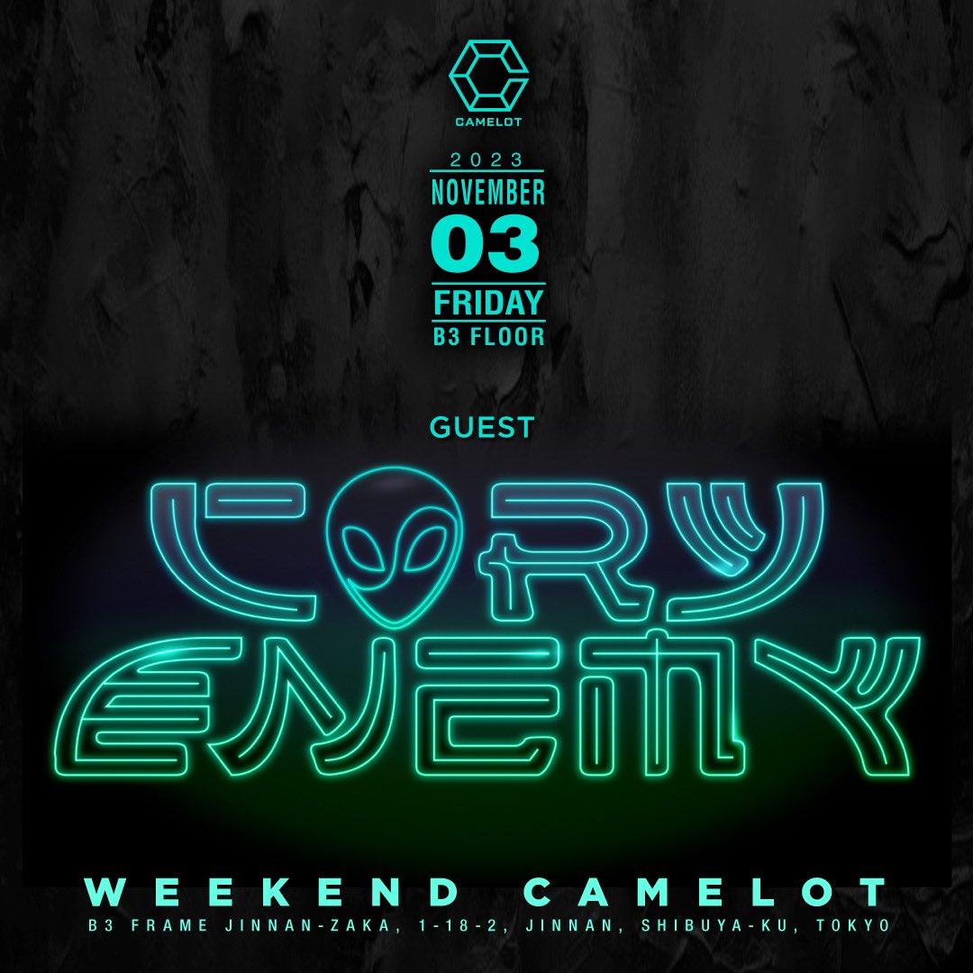 👑NEWS👑 11/3(fri) WEEKEND CAMELOT SP GUEST Grey @greymusic crux my heart @cruxmyheart AWAY @awaynotfound Cory Enemy @CoryEnemy Zeddとコラボした「The Middle」や「Starving」が世界的大ヒットを記録したデュオGrey筆頭に豪華4アーティストの来日公演が決定🔥