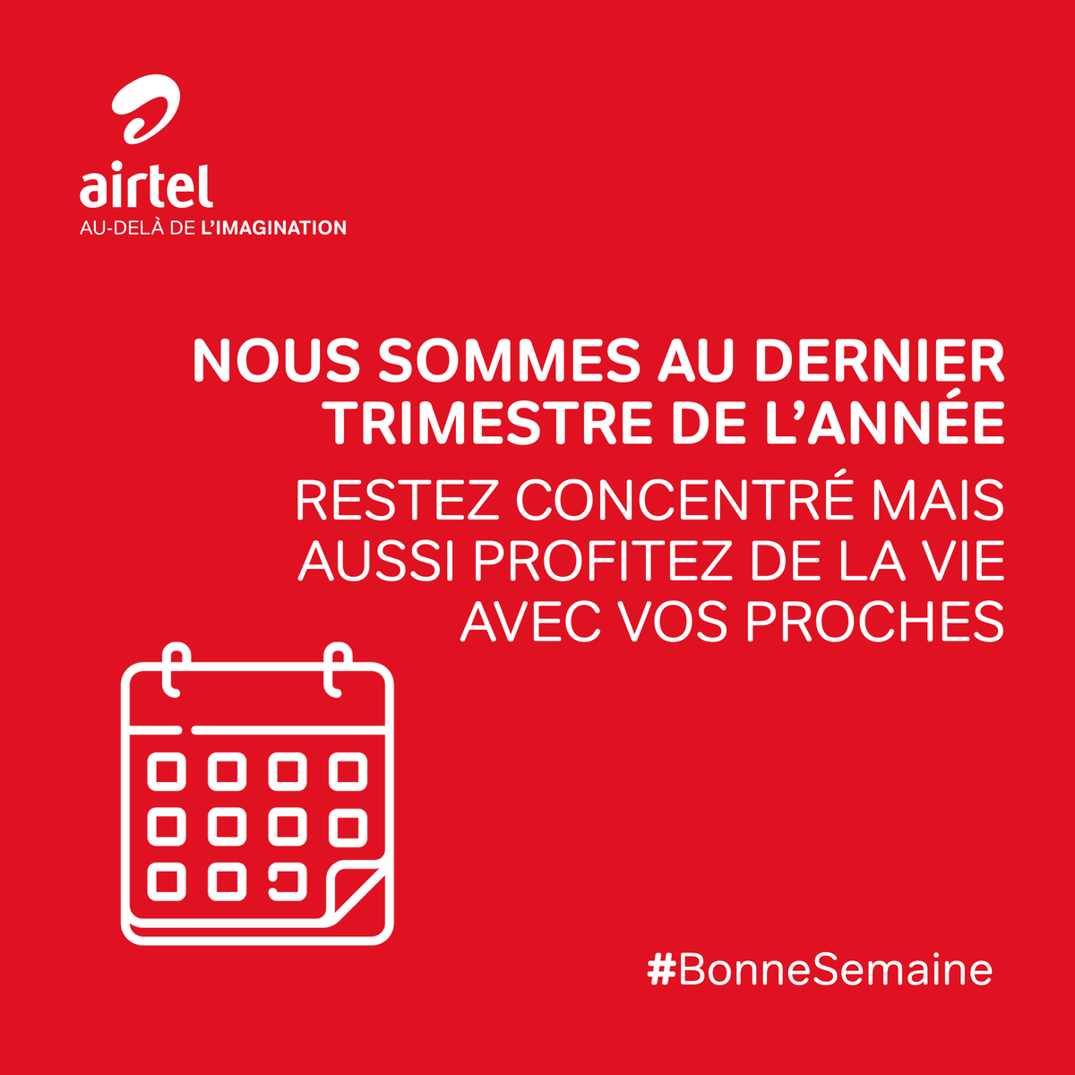 Bon début à tous

#AirtelRDC #BonDebutDeSemaine