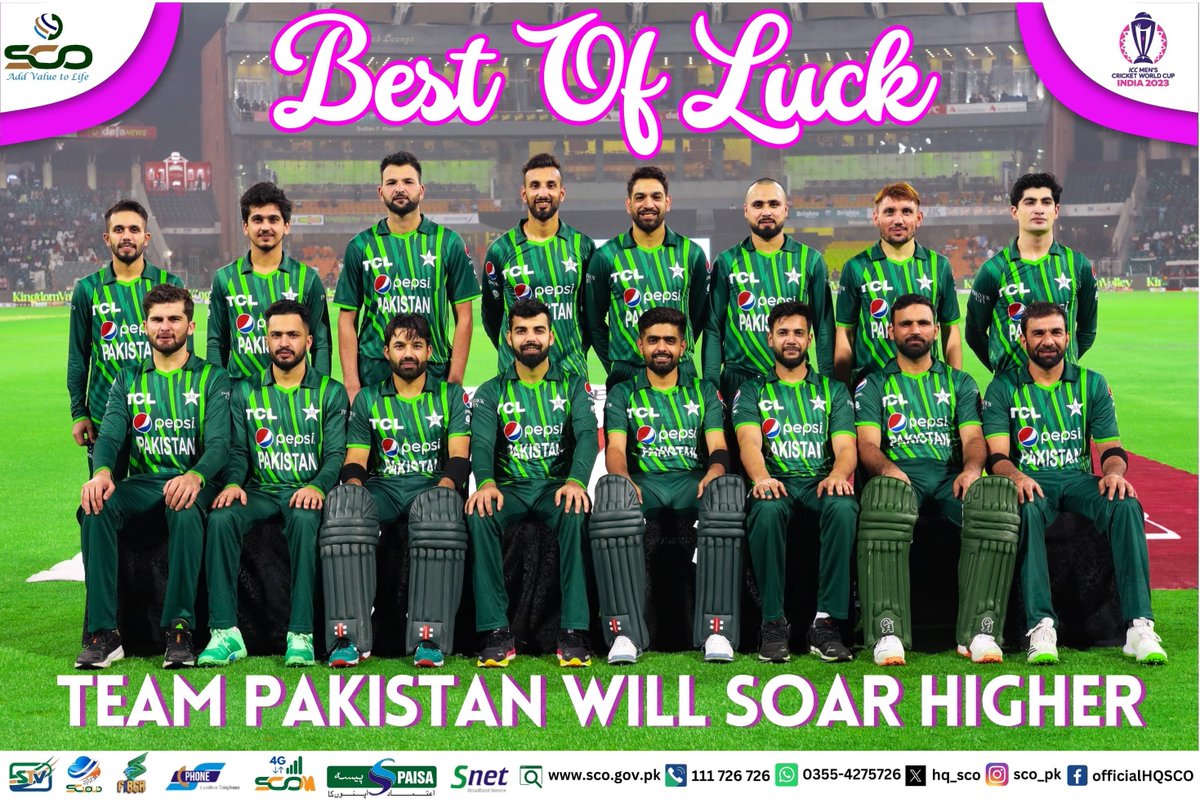 hq_sco's tweet image. The momentum is set for today🏏With unwavering spirit and a burning desire, Team Pakistan will soar higher✨
We wish them best of luck for thrilling match
#SCO #SCOM4G #PakvsAfg2023 #PAKvsAFG  #iccworldcup2023 #india #AJK #GB @TheRealPCB