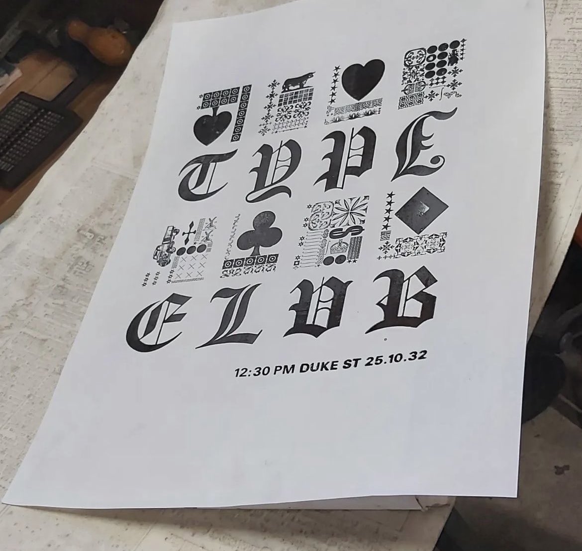 NorwichPrinting's tweet photo. Great poster proofed on our Soldans Press especially for #typeclub, set by Joseph Evans-Beckett, one of the @NorwichUniArts students that has joined us as a volunteer.
We can't wait to see the neon versions 💚 https://t.co/srM1945lnk