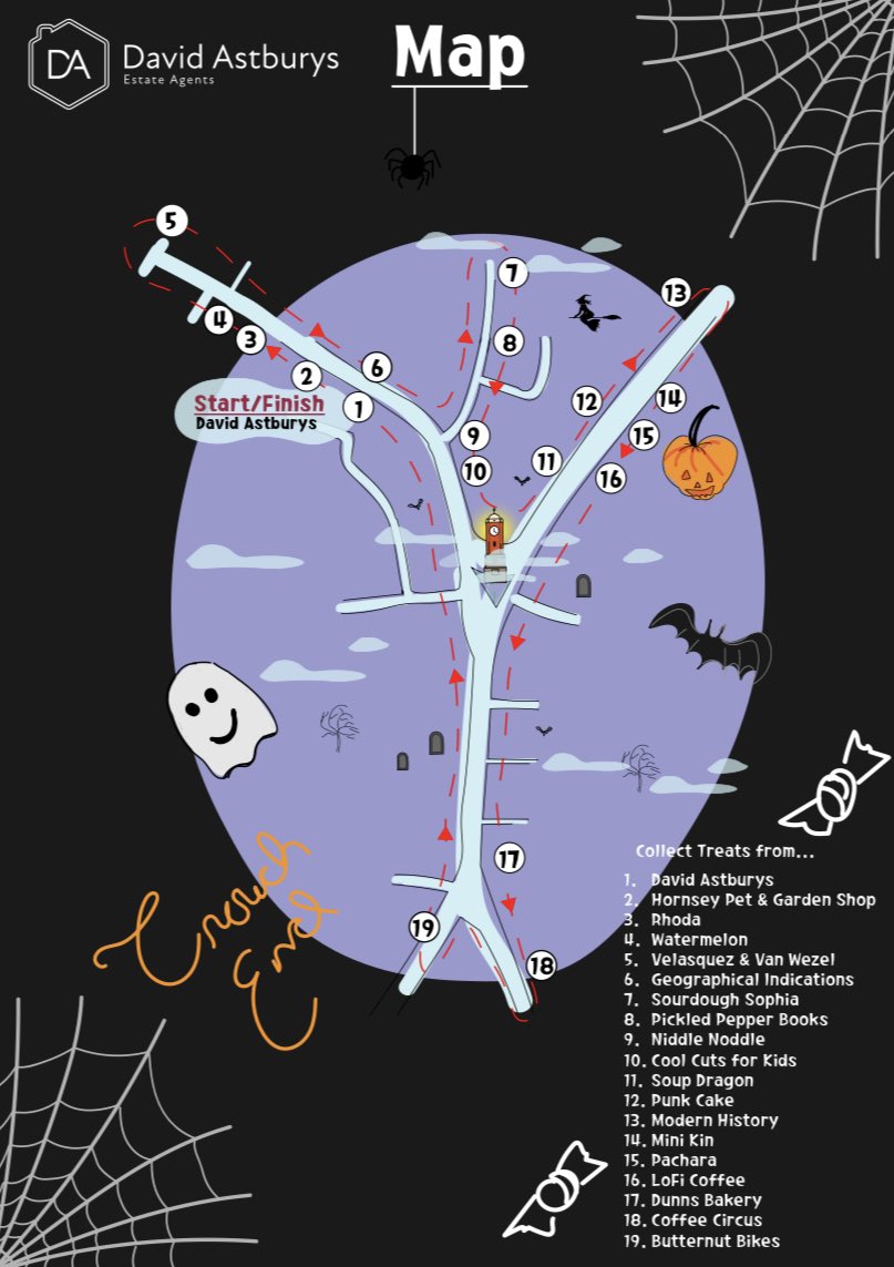ONE WEEK TO GO! 👻🗓️

Join us this Saturday 28 October at 2pm!! 🍭

Start your adventure at our office, where you’ll grab your treasure map!🗺️

📍 CROUCH END : N8 8TE
📍 ISLINGTON : N1 2XQ

Dress to scare!! 

SECURE YOUR SPOT, REGISTER TODAY! shorturl.at/diNR6