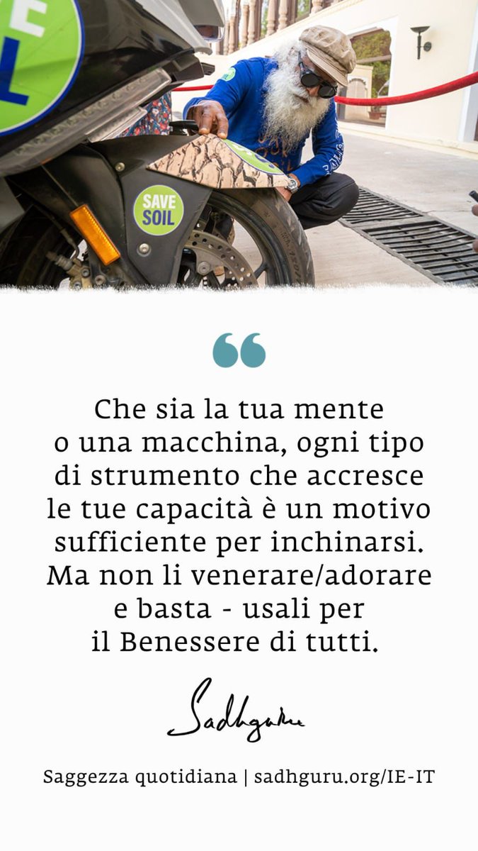 AlsoliCinzia's tweet image. 🌊Waves of Wisdom✨
💠 In 7 fasi trasforma la tua vita con Sadhguru 💠

➡️@InnrEngineering
PER registrazione ➡️💫sadhguru.org/IE-IT

@SadhguruJV @IshaEurope #yoga #wellbeing #health #knowledge #enlightenment