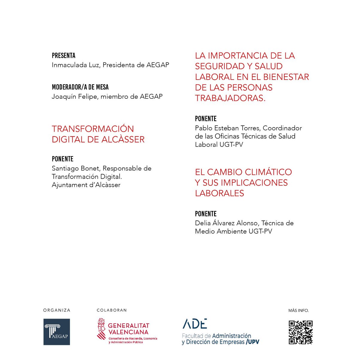📢 Mañana día 24 tienes una cita 

🗣️ Desde @aegap_valencia te invitamos a nuestras jornadas sobre #responsabilidadsocial expertos en la materia tratarán temas como la #digitalización el #saludlaboral y la #cambioclimatico <a href="/UGT_SP/">UGT Servicios Públicos</a> 

📅 A las 16:30 h, salón de actos de la <a href="/adeupv/">ADE UPV</a>