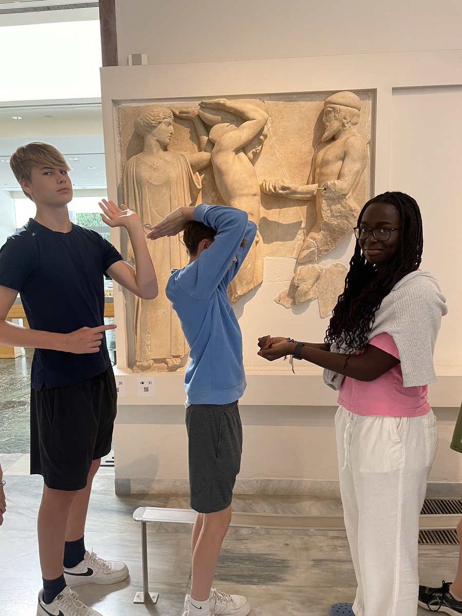 ClassicsFelsted's tweet image. Olympia: running race on the track of the ancient Olympics. The olive wreath on this occasion goes to Leo P, followed in hot pursuit by Mr Quinlan who will have to wait for the next shot at glory. Great to see the metopes and pediments of Zeus’ temple up close too!