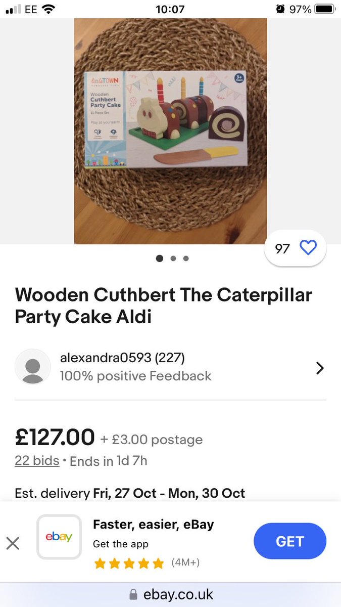 Ria1984's tweet image. There’s a special place in hell for people that do this. My boys are desperate for one of these cakes. ⁦@AldiUK⁩ #cuthbertcake #woodentoys it’s £9.99 in the shop. This is just not fair.