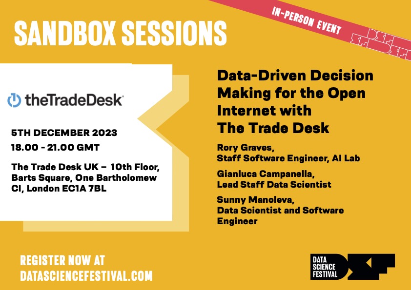 Join us for our upcoming in-person event in partnership with The Trade Desk 🙌 💡 Data-Driven Decision Making for the Open Internet with The Trade Desk 📆 Tuesday 5th December 2023 ⏰ 6:00PM - 9:00PM GMT Sign up for this session now 👇 ow.ly/SGsx50PZyfM