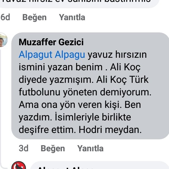 altar_noglu's tweet photo. @muratasik_ @Fenerbahce @fbtv @ugurdundarsozcu @EmniyetGM @TC_icisleri
Sosyal medya üzerinden Muzaffer Gezici isimli vatandaş kulüp başkanımız sayın Ali Koç beyefendiye ağır ithamda bulunmuştur gereğinin yapılmasını arz ederim https://t.co/xHnUG4G6wZ