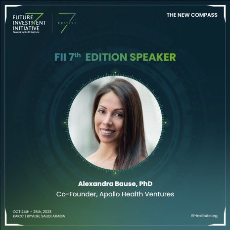 Looking forward to speaking at #FII7 in Riyadh this week! I will present the #longevity investment and impact opportunity we are pursuing with <a href="/apollohealthvc/">Apollo Health Ventures</a> as we redefine “The New Compass”. Hosted by <a href="/FIIKSA/">FII Institute</a> the conference convenes delegates keen to make an #ImpactOnHumanity