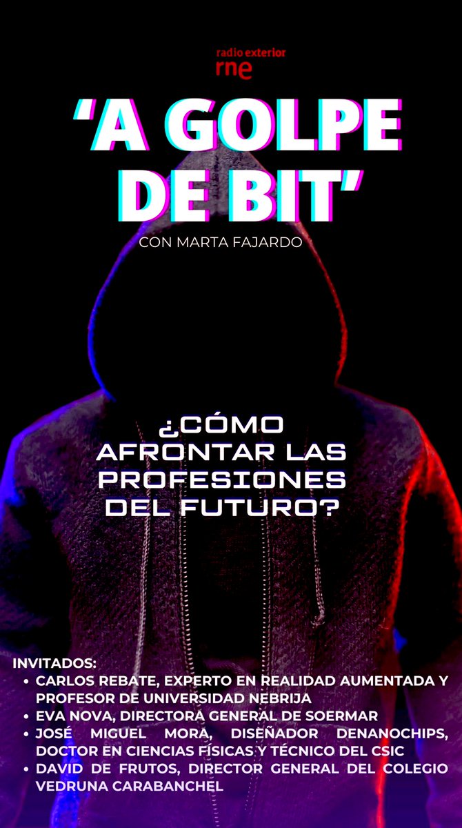 🔴 Directo| #Agolpedebit

💻¿Cómo afrontar las profesiones del futuro? Desde el <a href="/colegiovedruna/">Vedruna Carabanchel</a> abordamos esta temática junto a expertos y alumnos de 1º de Bachillerato.

⌚️De 11:30 a 12:00 h en <a href="/ree_rne/">Radio Exterior de España</a> 

#RTVESomosTecnologia 
#Agolpedebitenloscolegios