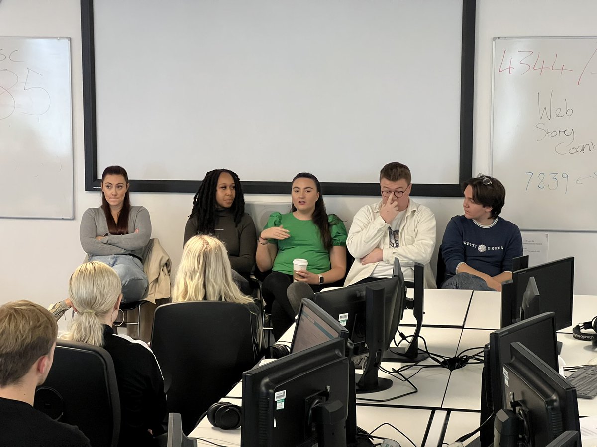 Superb panel of <a href="/UoSJournalism/">Salford Journalism</a> graduates talking to our current third years about getting into the industry and the training they got here