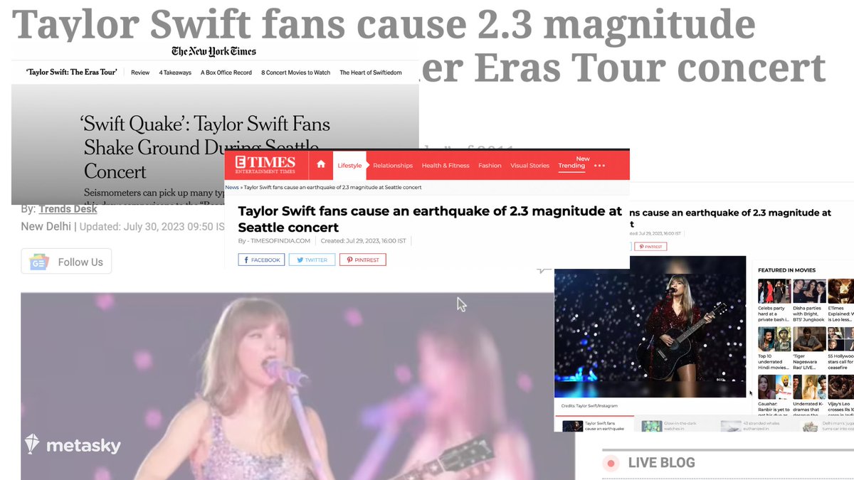 Remembering the time when @taylorswift13's community shook the ground, literally!! 🤯 Instance from @taylorswift13's on #TheErasTour dated 22-23 July when #Swifties shattered records with their enthusiasm, causing a 'fanquake' equivalent to a 2.3 magnitude earthquake! 🫨 How